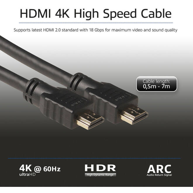 Kabel ACT HS v2.0 HDMI-A male - HDMI-A male (AWG30) 1 meter