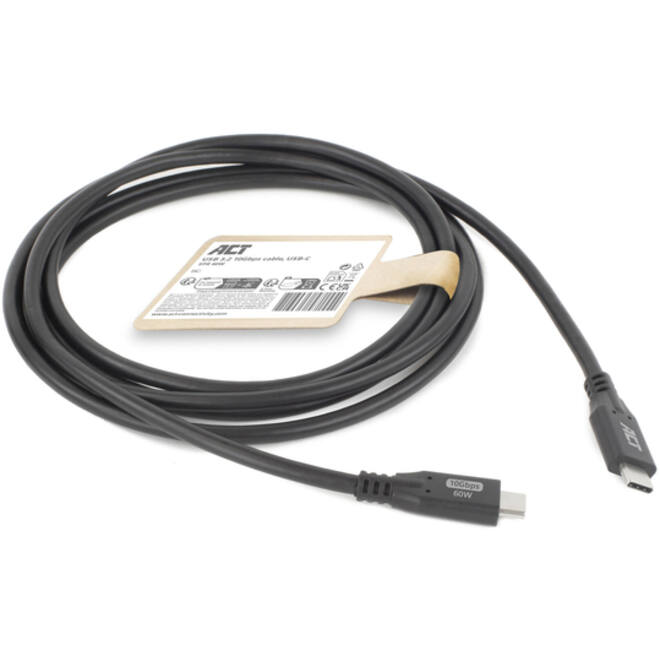 Kabel ACT USB-C 3.2 GEN.2 M/M zwart 2 meter