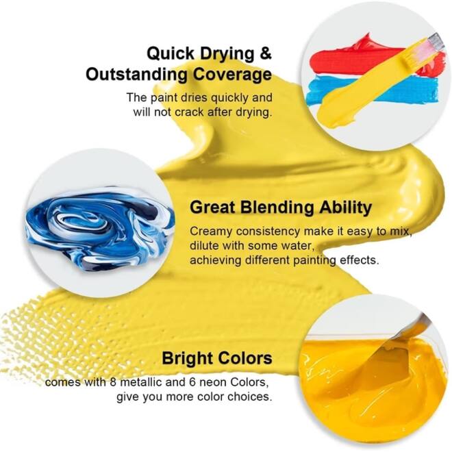 Gouache HIMI 56 kleuren 30gr inclusief neon en matellic opbergbox wit