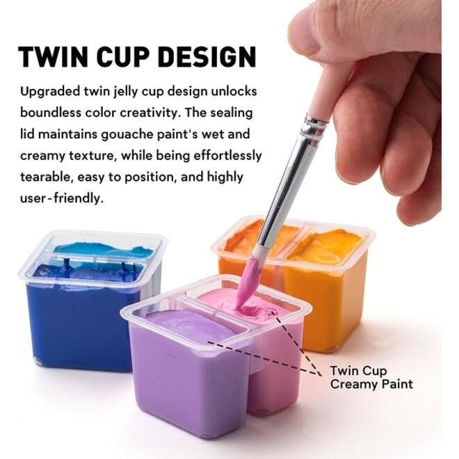 Gouache HIMI Twin cups 36 kleuren 12gr opbergbox lila