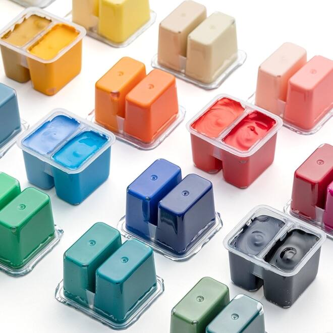 Gouache HIMI Twin cups 36 kleuren 12gr opbergbox lila