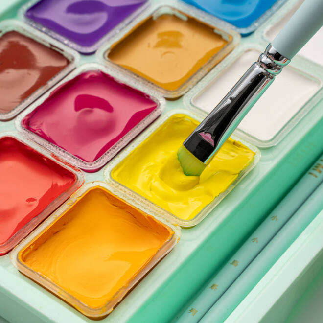 Gouache HIMI 18 kleuren 30gr opbergbox groen