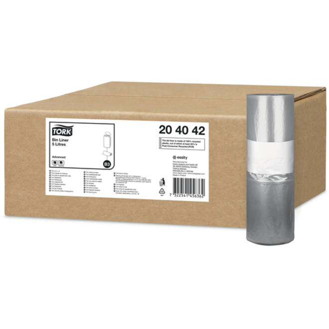 Afvalzak Tork B3 Advanced 33x40cm 5L transparant 204042