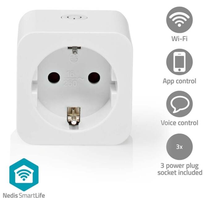 Slimme stekker Nedis Smartlife Wifi 3 stuks wit