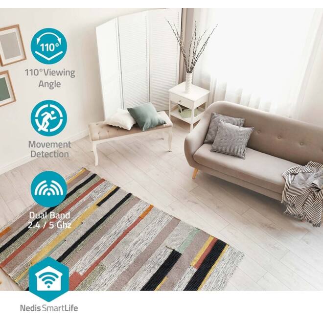Beveiligingscamera Nedis Smartlife Wifi indoor 3MP Full HD 1296p wit