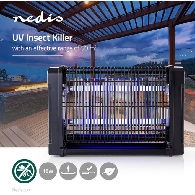 Insectenlamp Nedis electrisch 2x8watt 50M2 zwart
