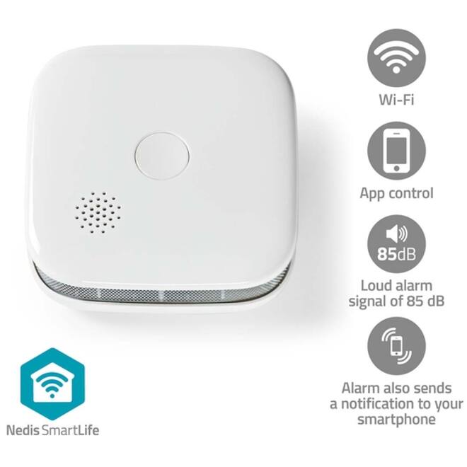Rookmelder Nedis Smartlife Wifi 10 jaar sensor wit