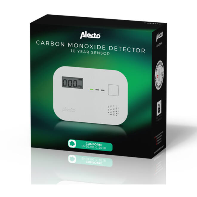 Koolmonoxidemelder Alecto 10 jaar sensor en display COA3910 wit