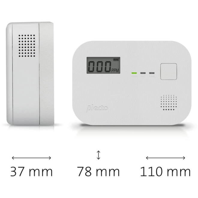 Koolmonoxidemelder Alecto 10 jaar sensor en display COA3910 wit