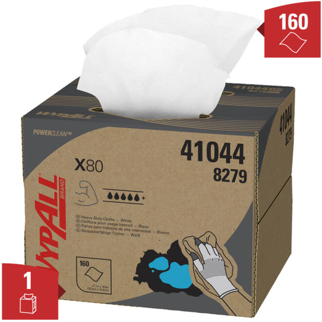 Poetsdoek WypAll X80 PowerClean 426x281mm 160vel dispenserdoos wit 8279