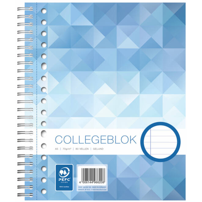 Collegeblok WORK A5 lijn 17-gaats 80vel 70gr