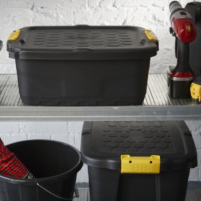 Opbergbox Bankers Box 24 liter met handgrepen robuust zwart