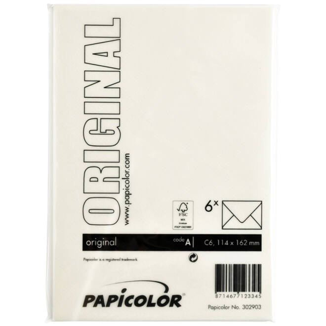 Envelop Papicolor C6 114x162mm anjerwit