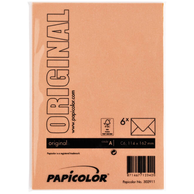 Envelop Papicolor C6 114x162mm oranje