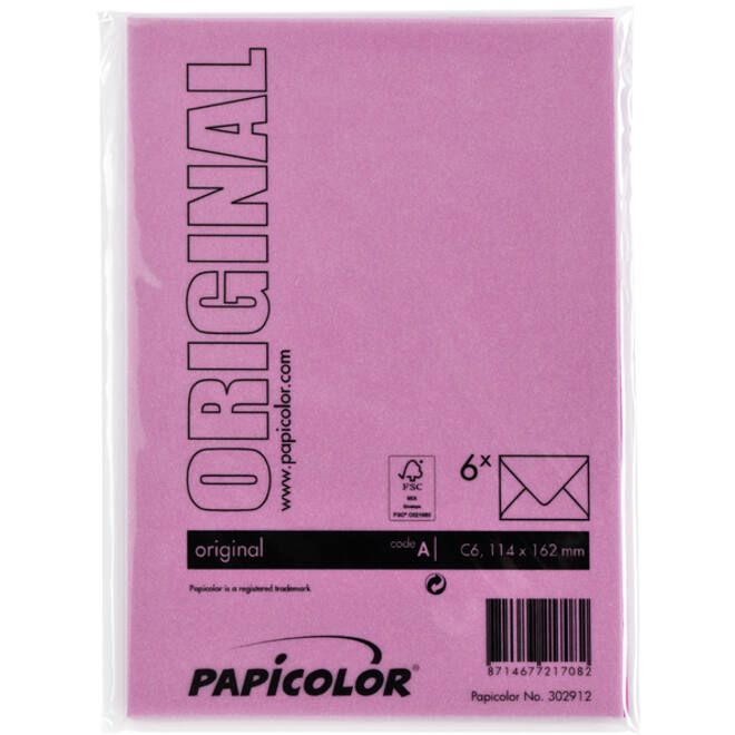 Envelop Papicolor C6 114x162mm felroze