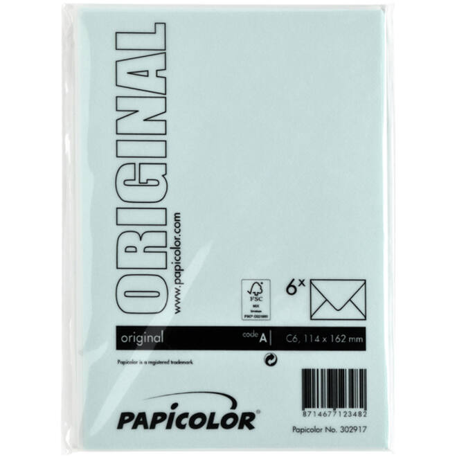 Envelop Papicolor C6 114x162mm zeegroen