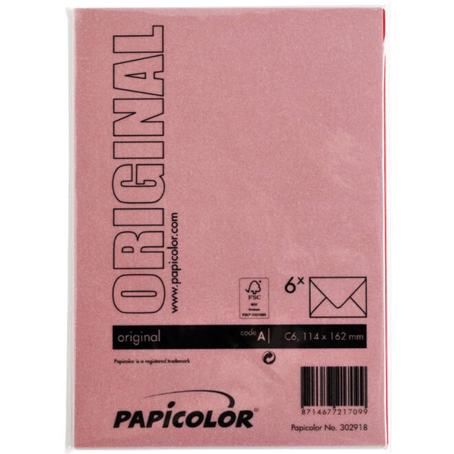 Envelop Papicolor C6 114x162mm rood