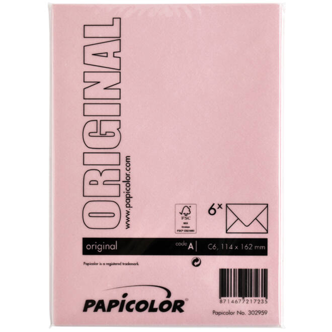 Envelop Papicolor C6 114x162mm babyroze