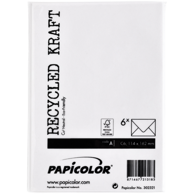 Envelop Papicolor C6 114x162mm kraft wit