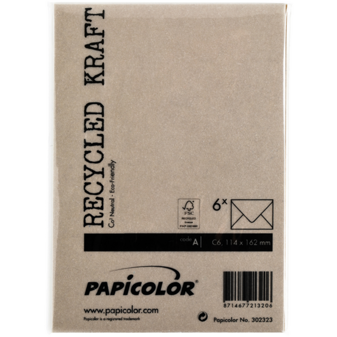 Envelop Papicolor C6 114x162mm kraft bruin