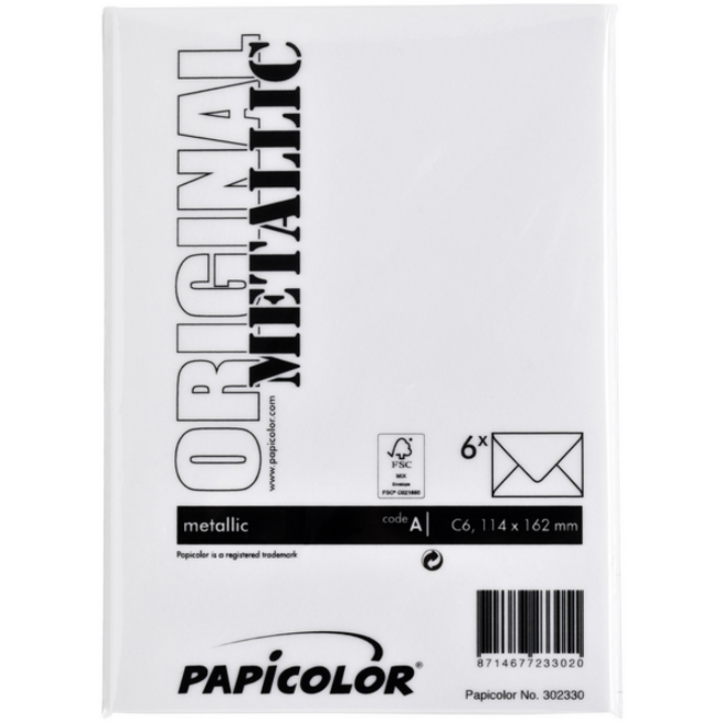 Envelop Papicolor C6 114x162mm metallic parelwit