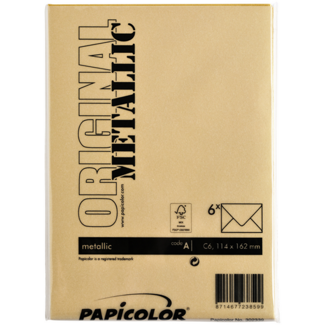 Envelop Papicolor C6 114x162mm metallic goud