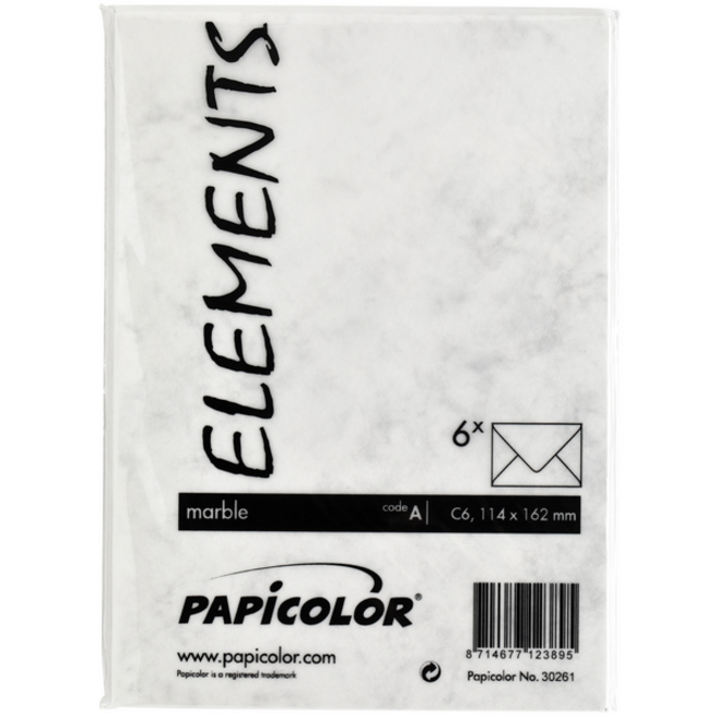 Envelop Papicolor C6 114x162mm marble grijs