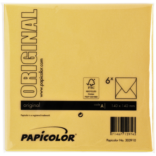 Envelop Papicolor 140x140mm dottergeel