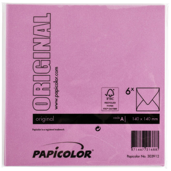 Envelop Papicolor 140x140mm felroze