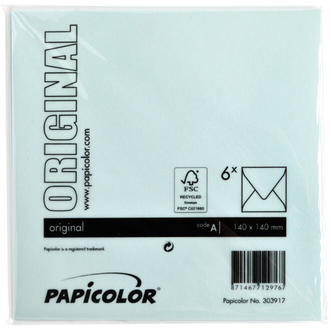 Envelop Papicolor 140x140mm zeegroen