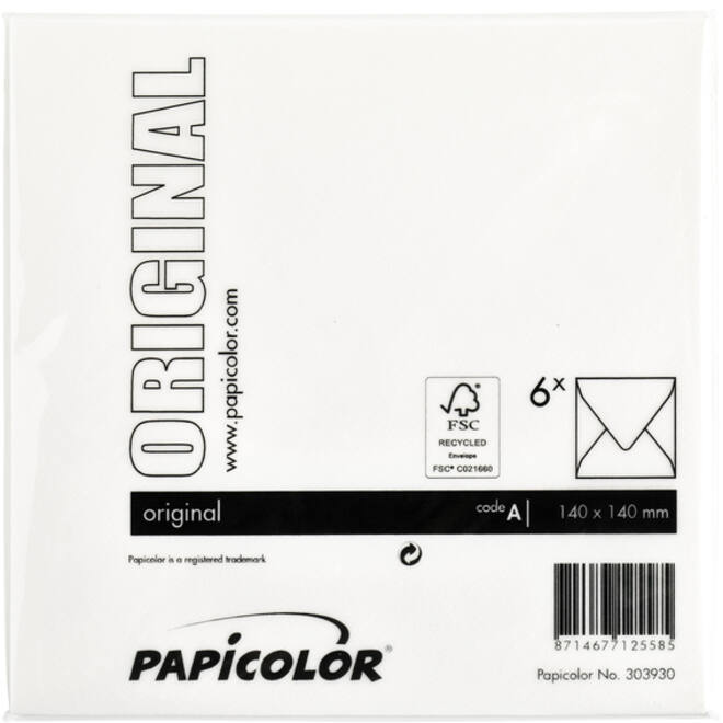 Envelop Papicolor 140x140mm hagelwit