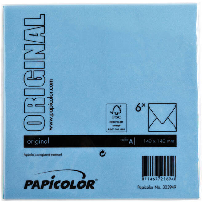 Envelop Papicolor 140x140mm hemelsblauw
