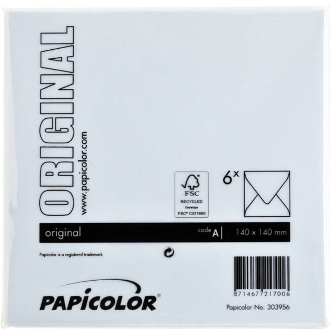 Envelop Papicolor 140x140mm babyblauw