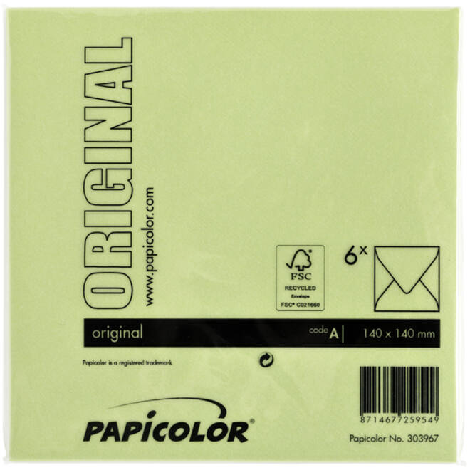 Envelop Papicolor 140x140mm appelgroen