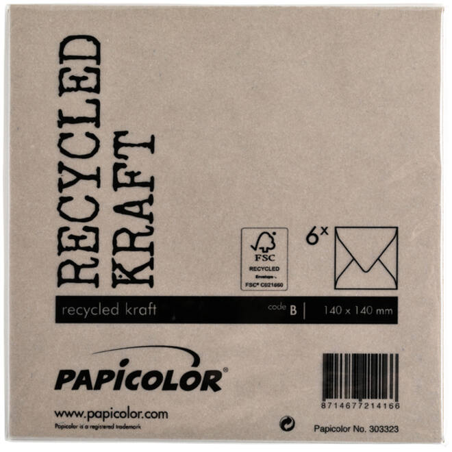 Envelop Papicolor 140x140mm kraft bruin