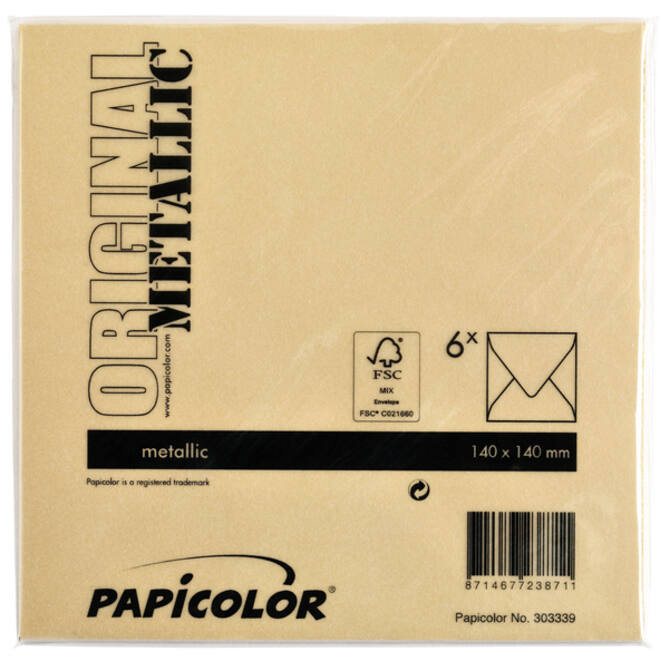 Envelop Papicolor 140x140mm metallic goud