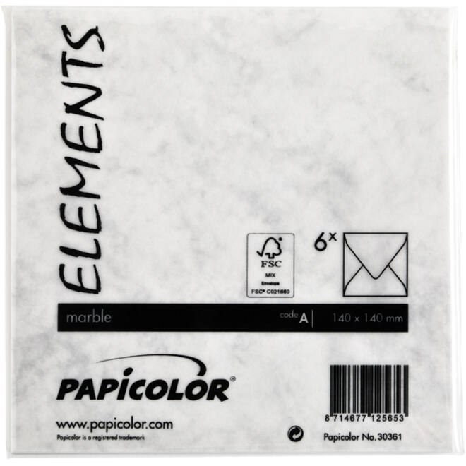 Envelop Papicolor 140x140mm marble grijs