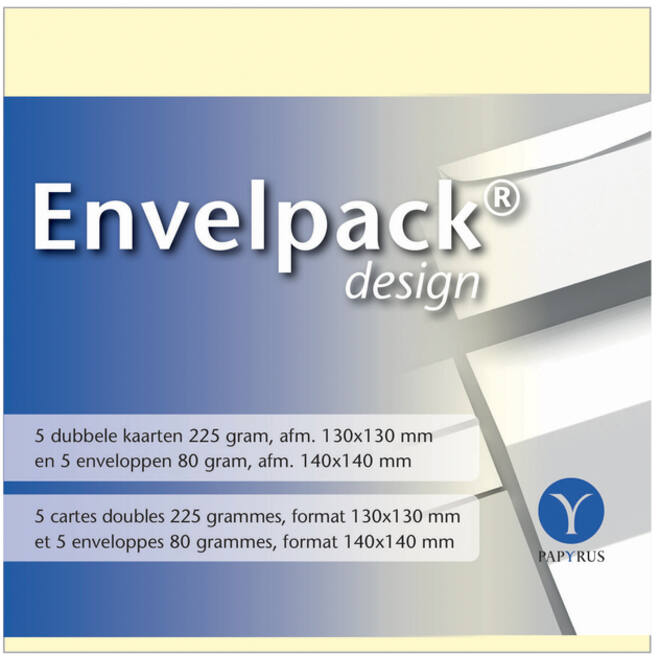 Dubbele kaart Papyrus Envelpack Design vierkant 140x140mm ivoor 894440