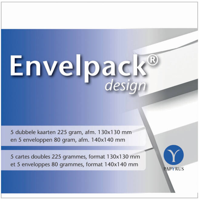 Dubbele kaart Papyrus Envelpack Design vierkant 140x140mm wit 894446