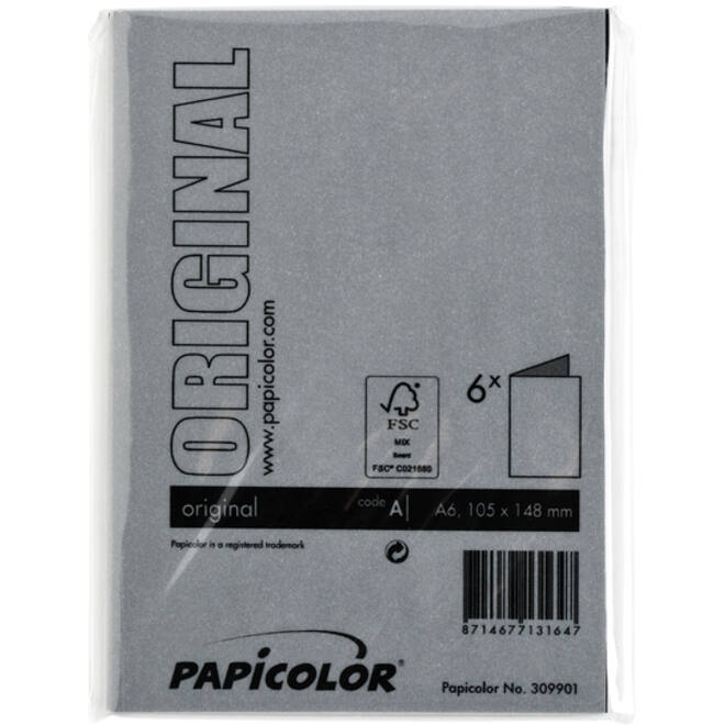 Correspondentiekaart Papicolor dubbel 105x148mm ravenzwart pak à 6 stuks