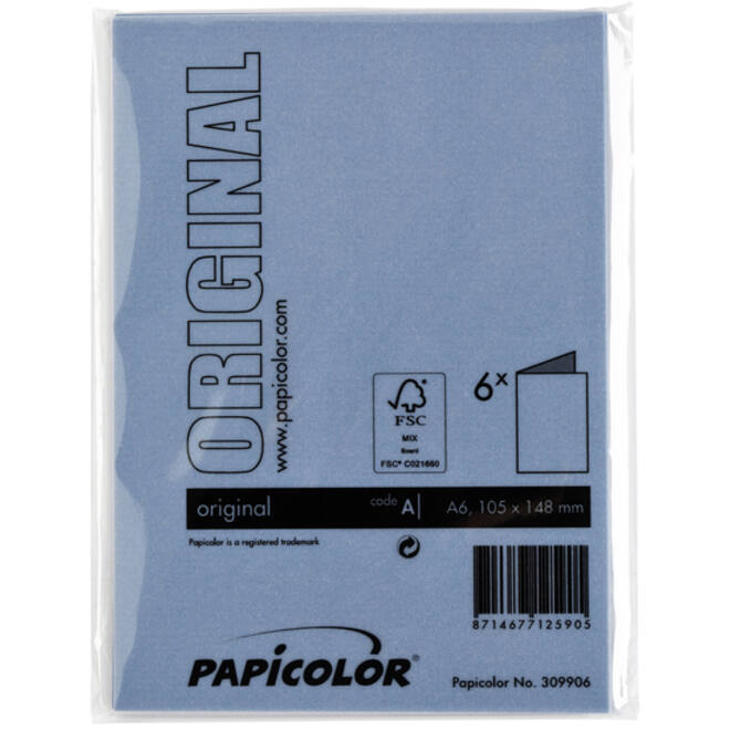 Correspondentiekaart Papicolor dubbel 105x148mm donkerblauw pak à 6 stuks