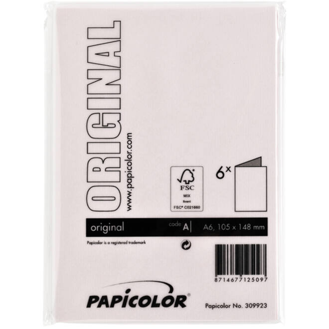 Correspondentiekaart Papicolor dubbel 105x148mm lichtroze pak à 6 stuks