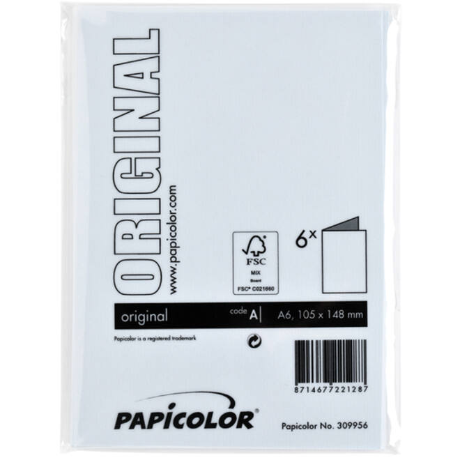 Correspondentiekaart Papicolor dubbel 105x148mm babyblauw pak à 6 stuks