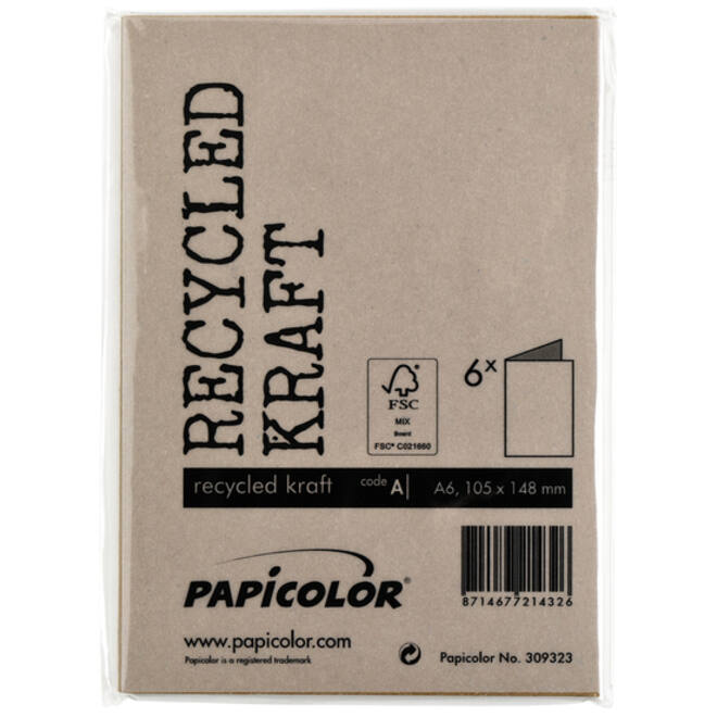 Correspondentiekaart Papicolor dubbel 105x148mm bruin pak à 6 stuks