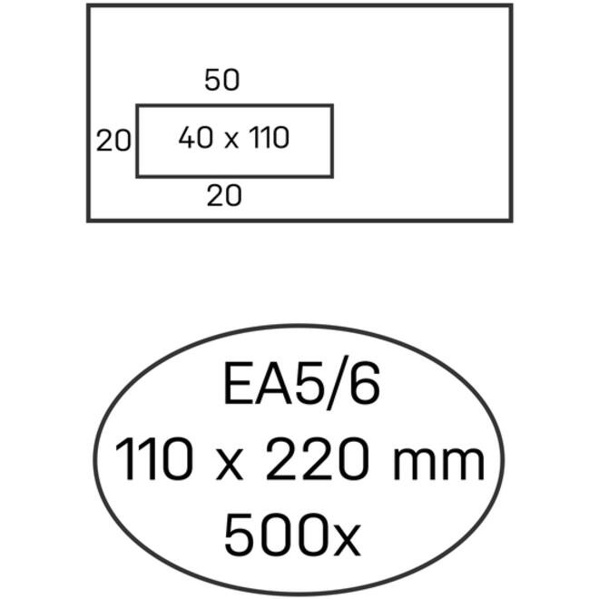 Envelop Hermes EA5/6 110x220mm venster 4x11links zelfkl 500