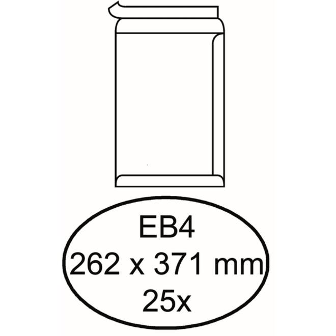 Envelop Hermes akte EB4 262x371mm zelfklevend wit pak à 25 stuks