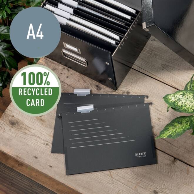 Hangmap Leitz Alpha Recycle A4 verticaal V-bodem zwart