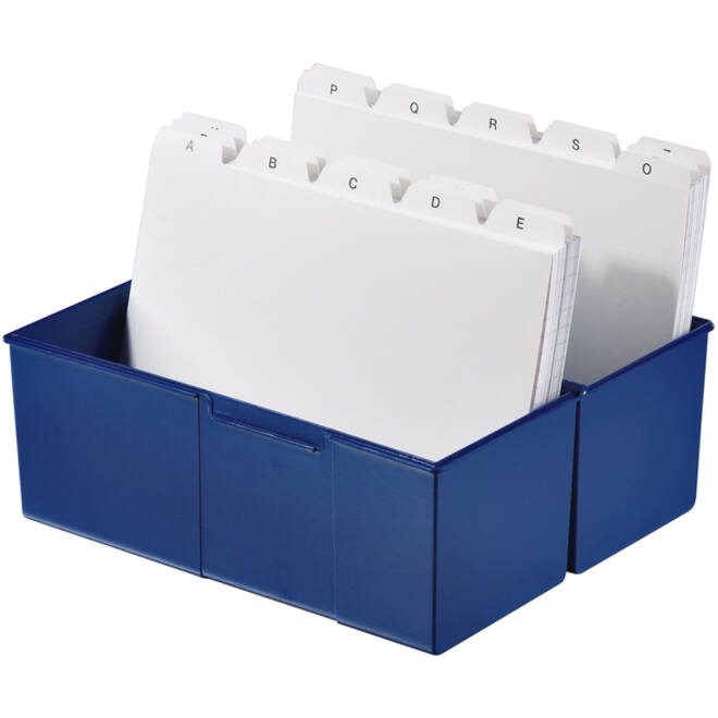 Kaartenbak Han breed A5 kunststof blauw