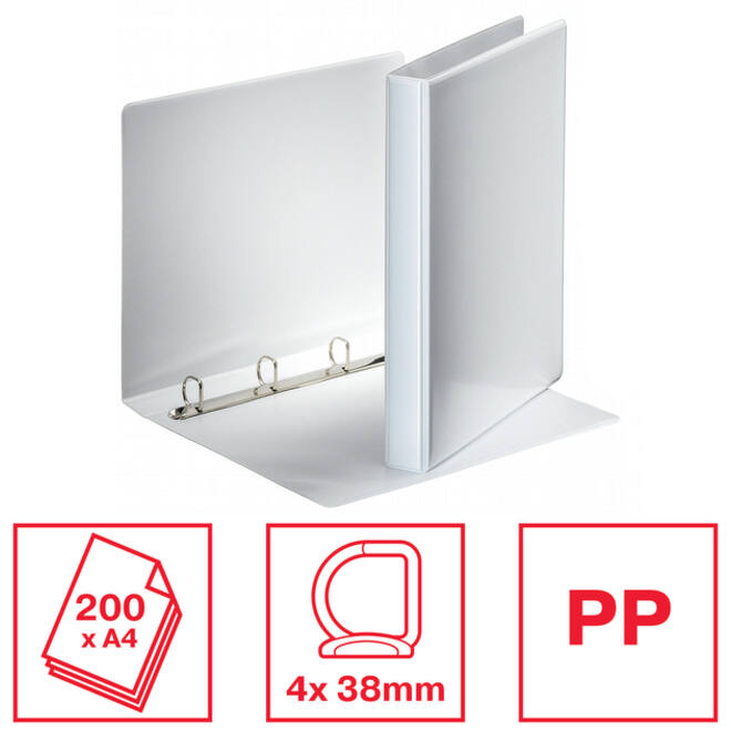 Presentatieringband Esselte Essentials panorama A4 4-rings D-mechaniek 38mm wit