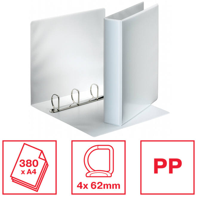 Presentatieringband Esselte Essentials panorama A4 4-rings D-mechaniek 62mm wit